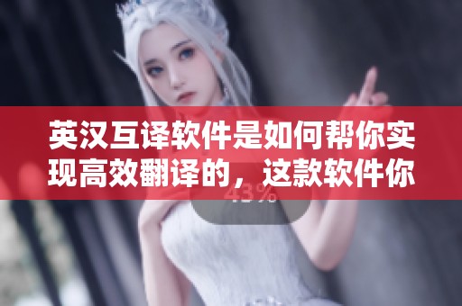 英汉互译软件是如何帮你实现高效翻译的，这款软件你值得一试。