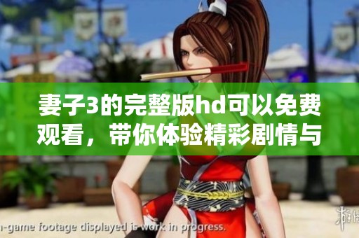 妻子3的完整版hd可以免费观看，带你体验精彩剧情与感人瞬间
