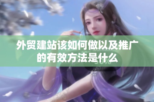 外贸建站该如何做以及推广的有效方法是什么