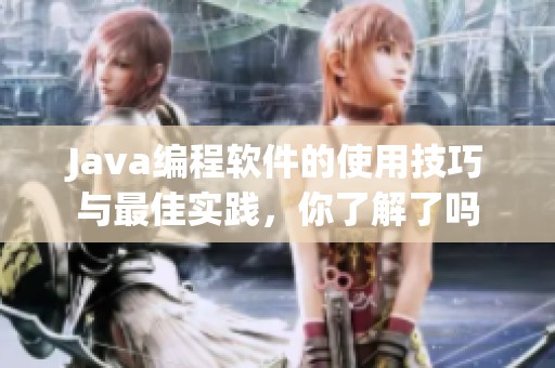 J**a编程软件的使用技巧与最佳实践，你了解了吗